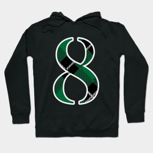 8 Sports Jersey Number Green Black Flannel Hoodie